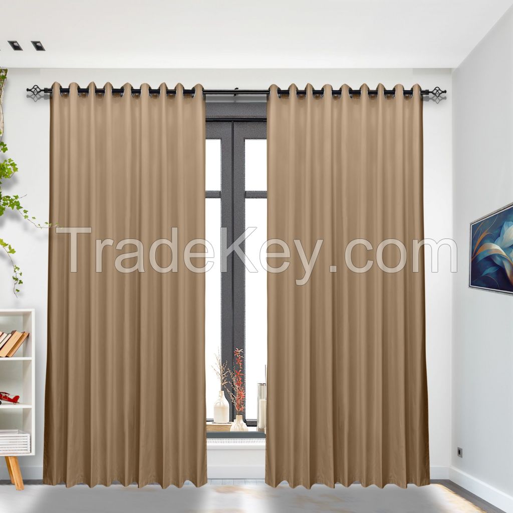 100% Blackout Satin Curtains fabric with Silicon Finish Sound and Heat Insulation