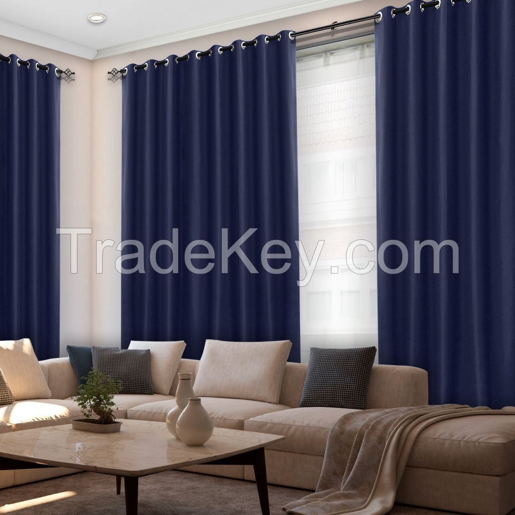 100% Blackout Jacquard Curtains for Bedroom, Living Room, Sliding Glass Door, Textured Pattern Sound & Heat Insulation Light Reducing