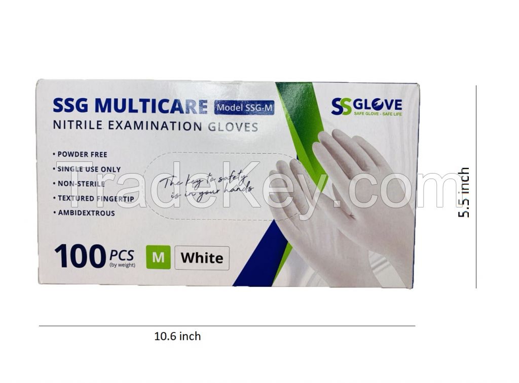SSG DISPOSABLE ALL-PURPOSED NITRILE GLOVES, 3.5GR BLUE POWDER FREE, MADE IN VIETNAM, GOOD FOR SENSITIVE SKIN