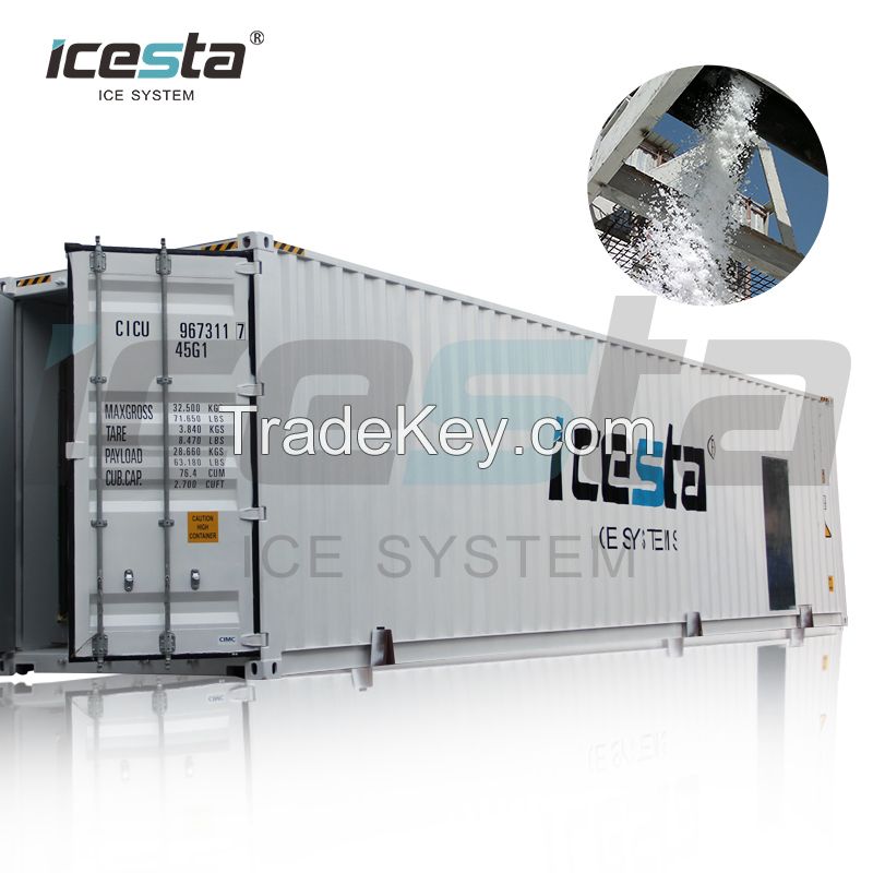 Containerized Flake ice plant with Automatic ice storage & Delivery & Weighing System (All-In-One)