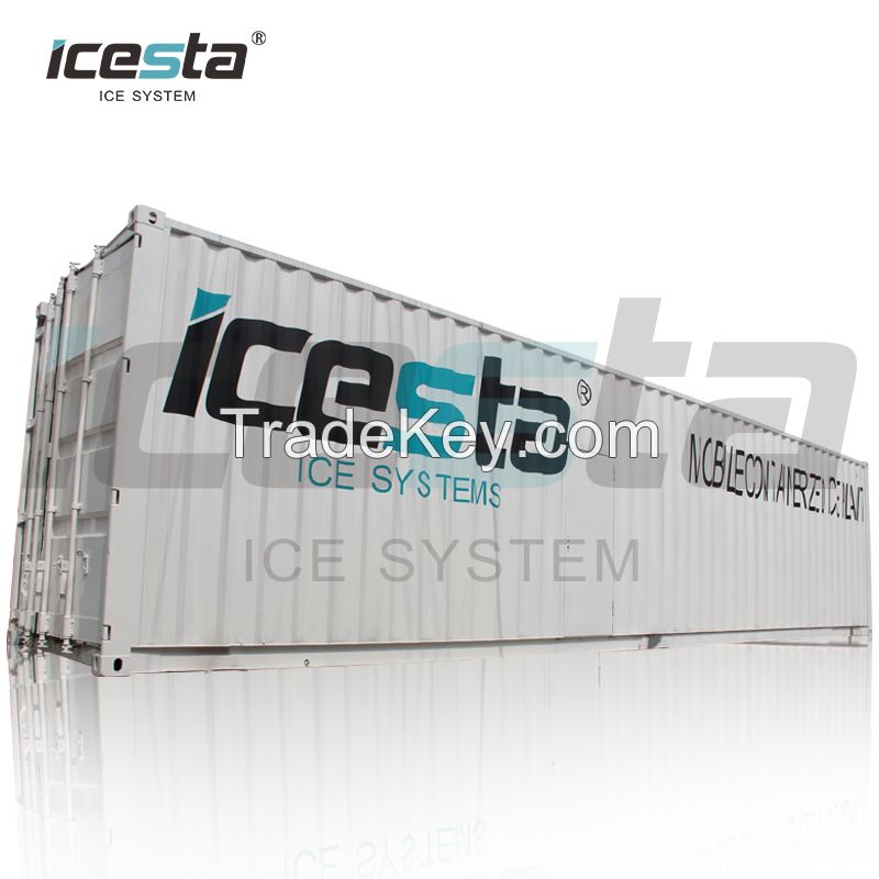 Containerized automatic ice storages to store ice safely