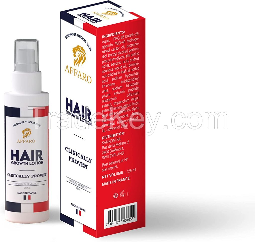 AFFARO Hair Regrowth Spray for Anti Hair Loss-with Cedar and Lemon Oil Treatment for Strong and Shiny Hair-Prevent Hair Fall for Men & Women Made in France 125ml