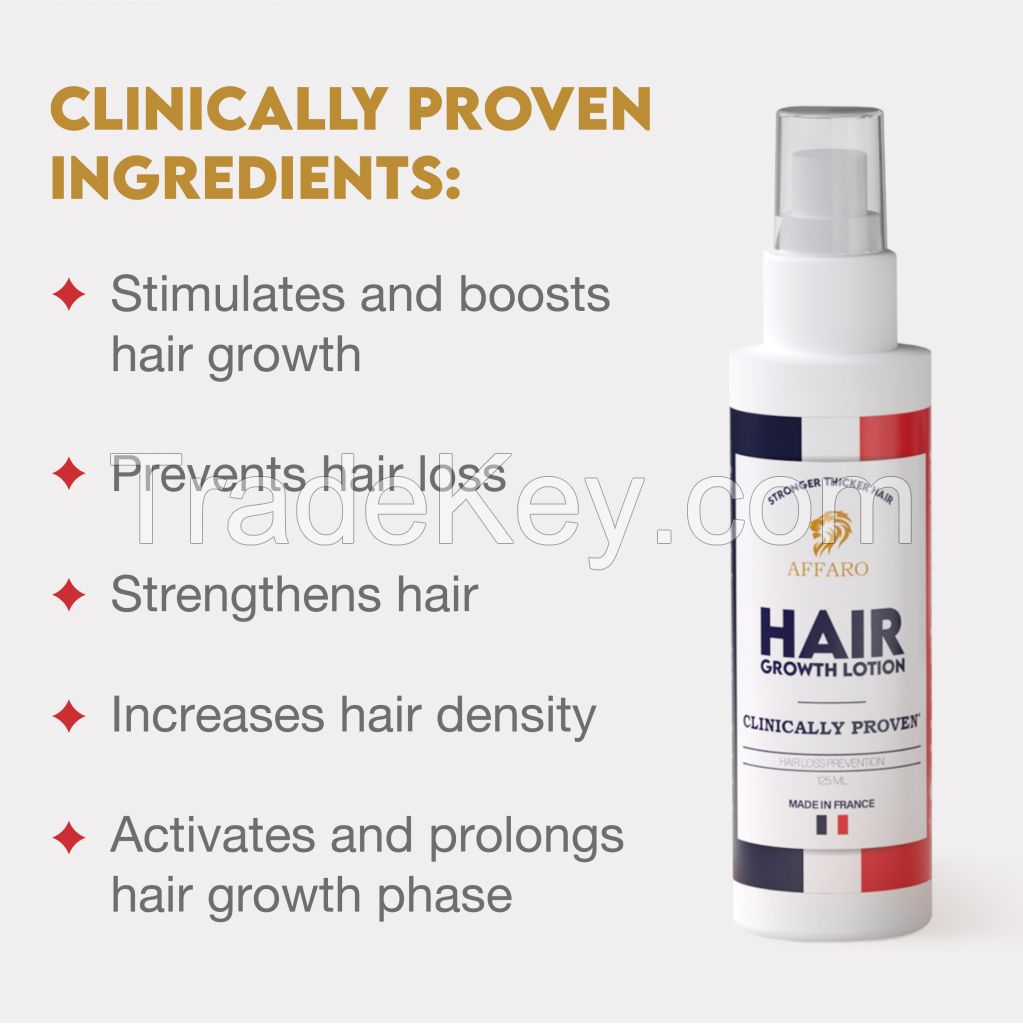 AFFARO Hair Regrowth Spray for Anti Hair Loss-with Cedar and Lemon Oil Treatment for Strong and Shiny Hair-Prevent Hair Fall for Men & Women Made in France 125ml