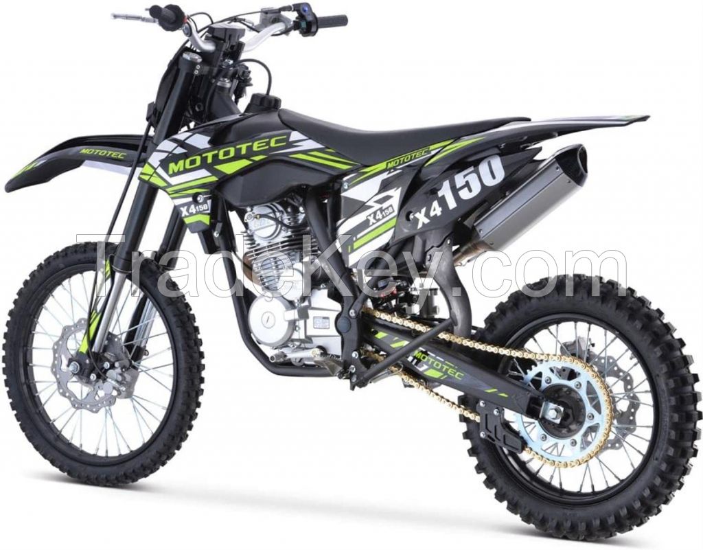 MotoTec X4 150cc 4-Stroke Gas Dirt Bike Black, 76x32x47