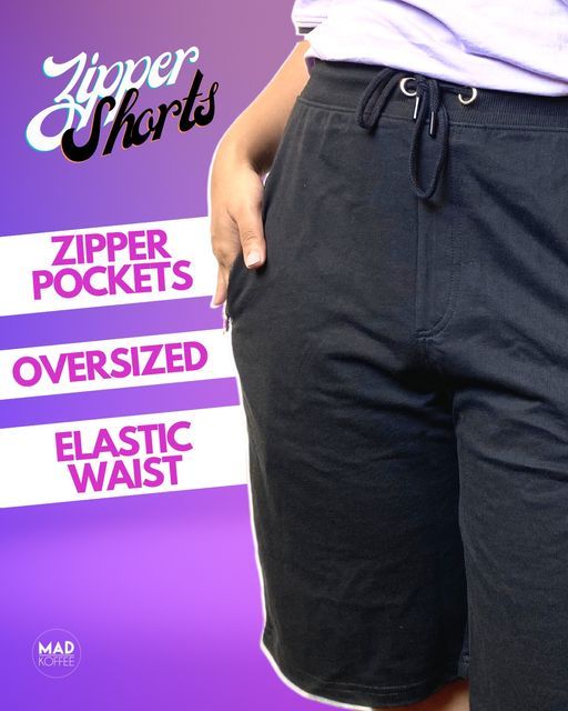Shorts with zipper pockets for men and women.