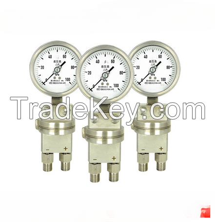 Single diaphragm differential pressure gauge 100 diameter thread connection differential micro negative pressure stainless steel diaphragm pressure gauge