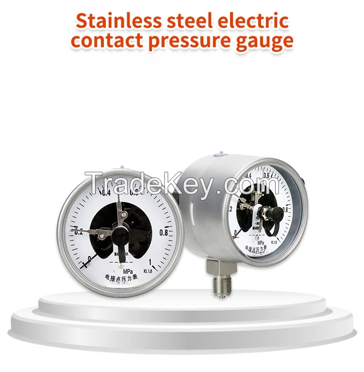 Stainless steel shockproof electric contact pressure gauge