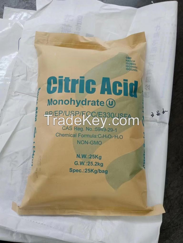 Citric acid, CAS:77-92-9, 5949-29-1, Food Grade Citric Acid Monohydrate, Citric Acid Anhydrous,