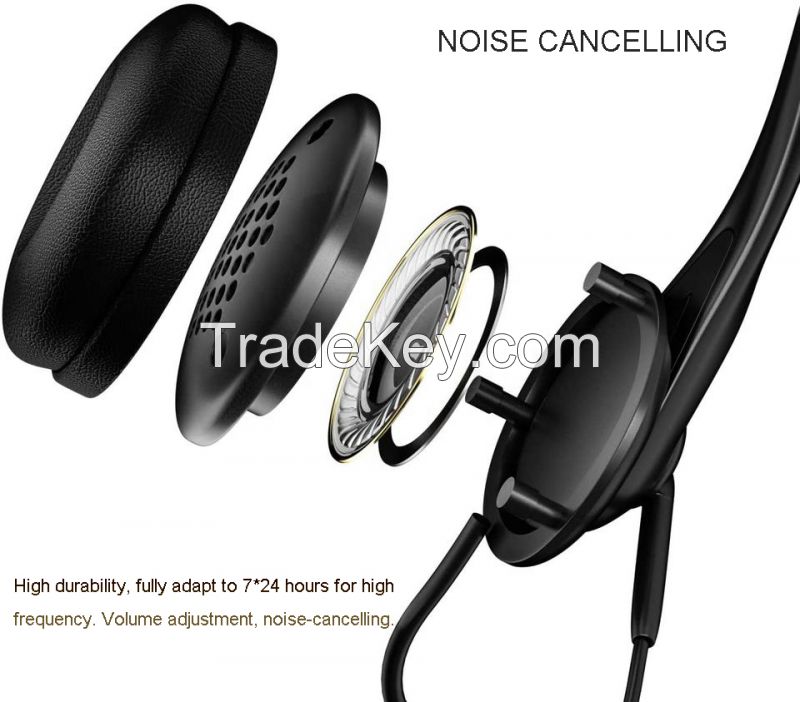 Call Center Earphones Supporting Skype, Teams, Zoom - C106