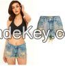 ladies women pants denim shorts diamond chain hip lifting sexy low rise jeans