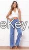 ladies fashion loose casual wide leg pants high waist straight trousers floor length pants jeans