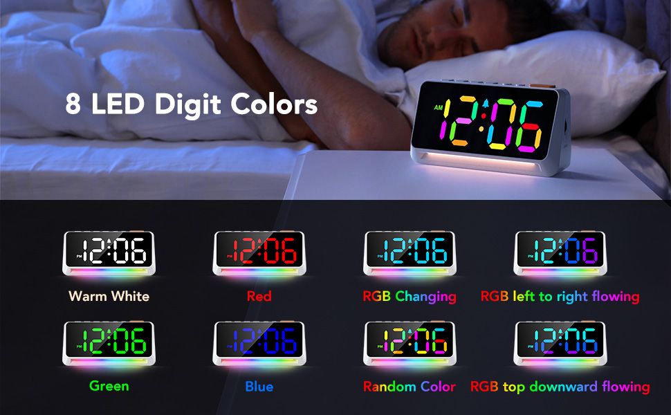 Loud Alarm Clock with Dynamic RGB Color Changing-TX1