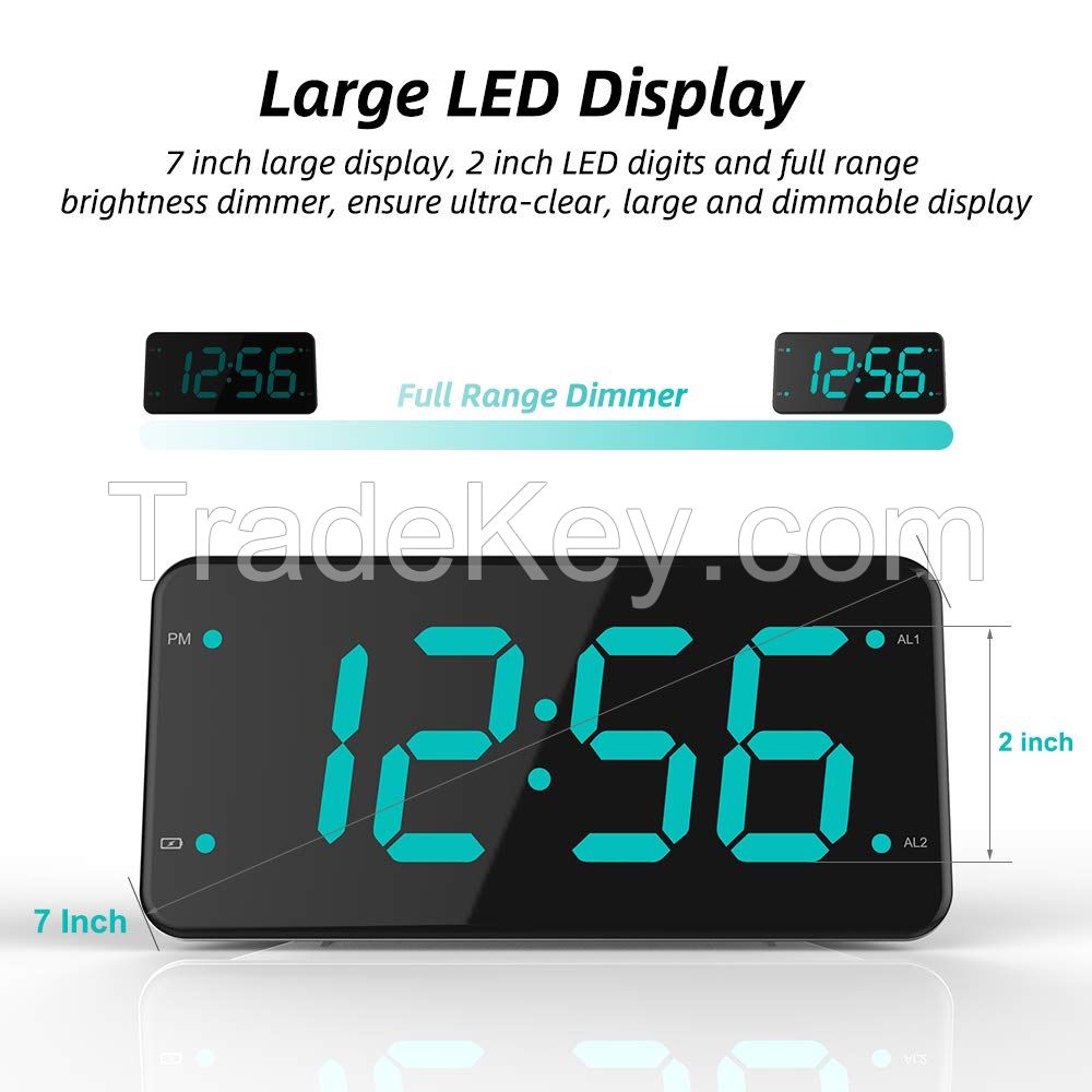 Wall Clock - LED Digital Wall Clock with Large Display, Big Digits, Auto-Dimming, Anti-Reflective Surface, 12/24Hr Format, Small Silent Wall Clock for Living Room, Bedroom, Farmhouse, Kitchen, Office-F0789Red