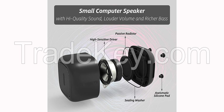 USB Computer Speaker, PC Speakers for Desktop Computer, Small Laptop Speaker with Hi-Quality Sound, Loud Volume and Rich Bass-F0006