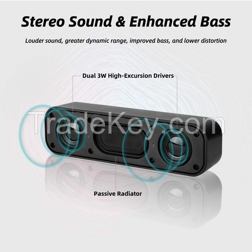 [6W] Computer Speakers for Desktop, PC | External Speakers for Laptop | USB Computer Sound Bar with Surround Sound, Loud Volume &amp; Bass, Compact Size, USB-Powered, Plug-n-Play-F0228