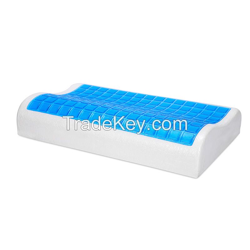 Orthopedic memory foam pillow with visco elastic cooling gel resilience cool gel pillow covered memory foam adults pillow