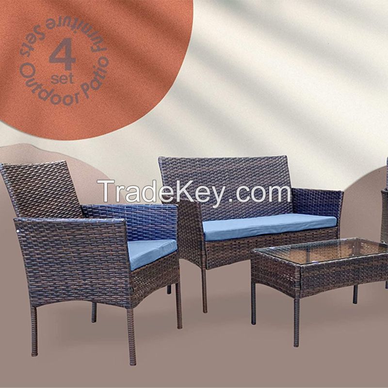 Outdoor table and chair courtyard rattan table and chair hotel coffee balcony table and chair rattan chair 7-piece set