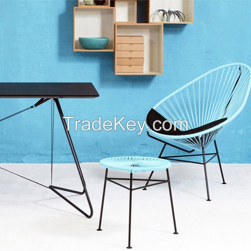 Outdoor Single Rattan Chair Outdoor Balcony Leisure Chair Homestay Simple Wrought Iron Chair Ins Creative Coffee Table (remark Color)