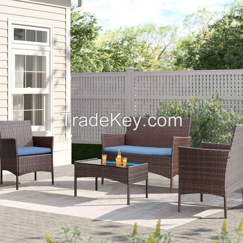 Outdoor table and chair courtyard rattan table and chair hotel coffee balcony table and chair rattan chair 7-piece set