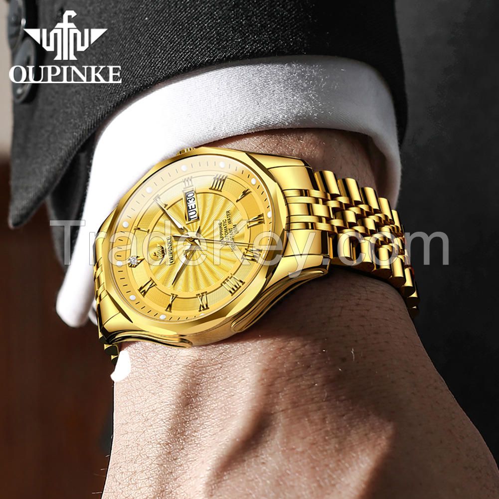 OUPINKE 3207 Men Japanese Movement  Automatic Winding Mechanical Watch Luxury Classic Business 5ATM Waterproof Clock