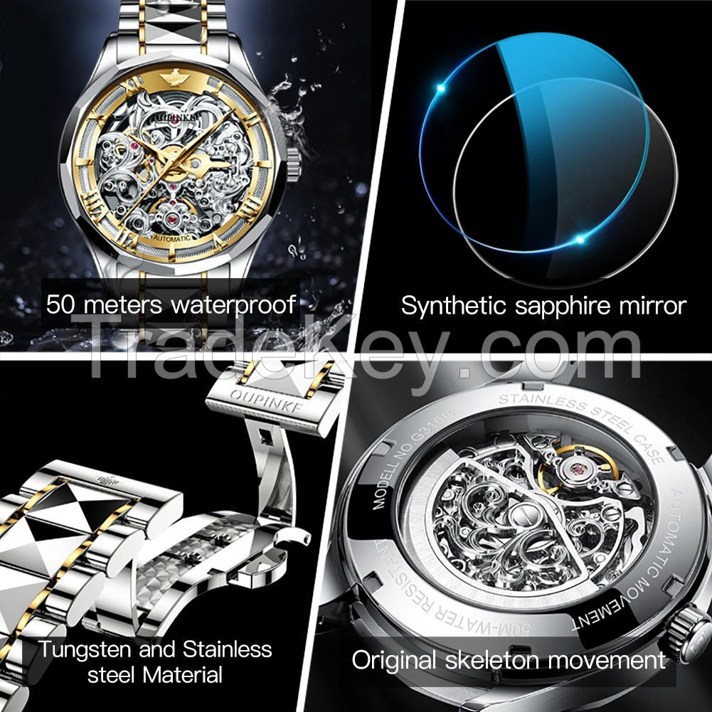 OUPINKE 3168 high quality fashion classic oem watch custom logo mechanical discount Tourbillon automatic men luxury wristwatches