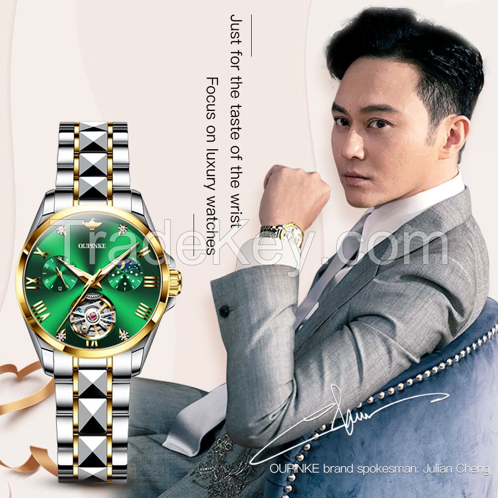 OUPINKE 3202 Chinese Wholesale Automatic Sport Mechanical Customize Mens Luxury oem Watch Tourbillon Automatic WOmen Wrist watch