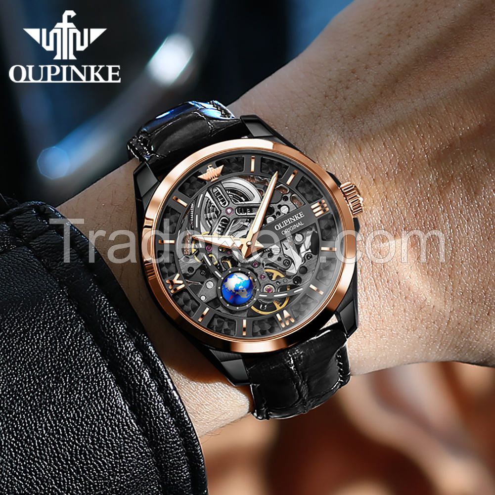 Oupinke3268  Automatic Mechanical Fashion Movement Watch Waterproof Casual Sport  luxury Men Classic Business men Wristwatch