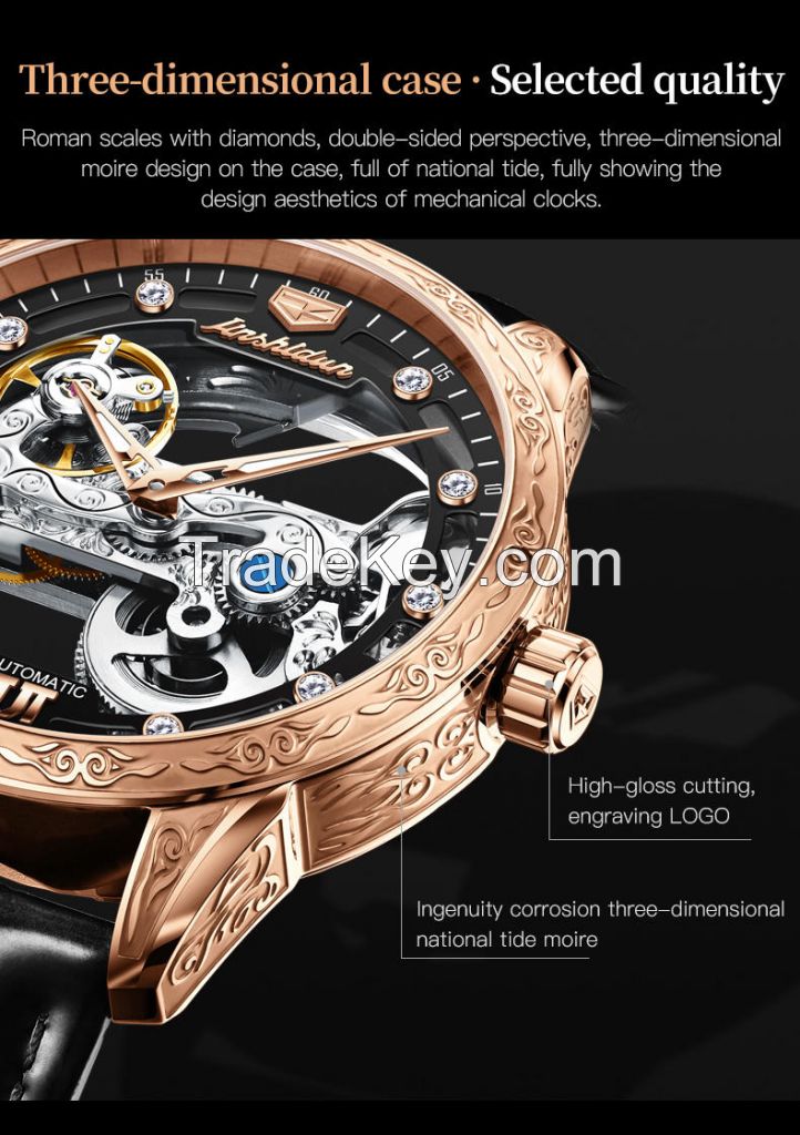 8971Hot Sell  Skeleton High Quality Gift Sport Luxury Men Business Stainless Steel Automatic Mechanical WristWatch Men Watch