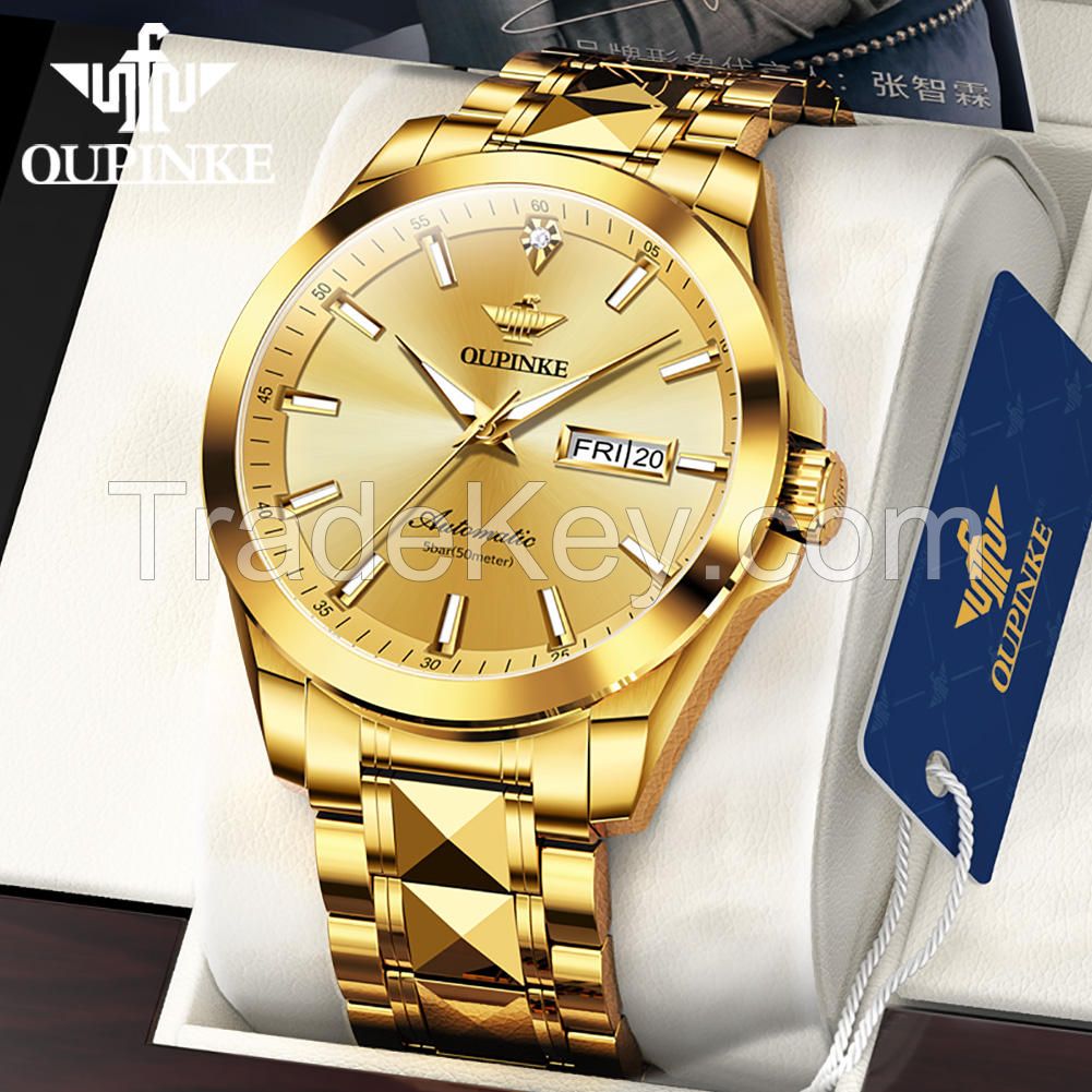 OUPINKE  3223 OEM  luxury brand customize logo fashion waterproof watch men automatic mechanical