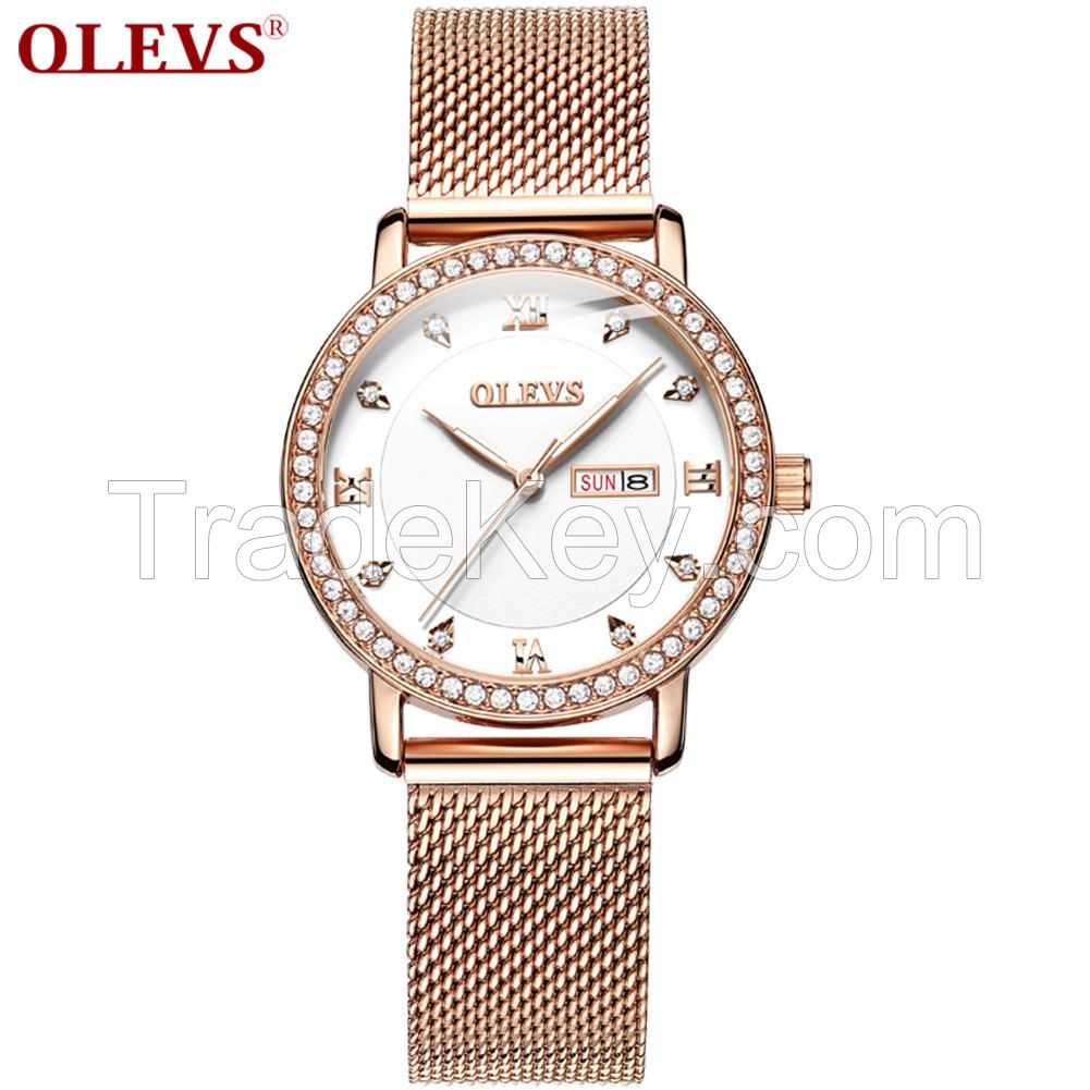 OLEVS 5881 Fashion Sport Leather Strap Quartz Watch Luxury Casual WaterProof  Feature Date and Week  WristWatch