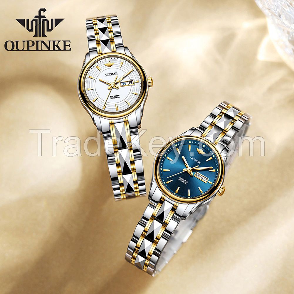 Oupinke 3170 Brand Luxury Women Mechanical Watches Men Sport Casual Fashion White Watches Ladies wrist Watches