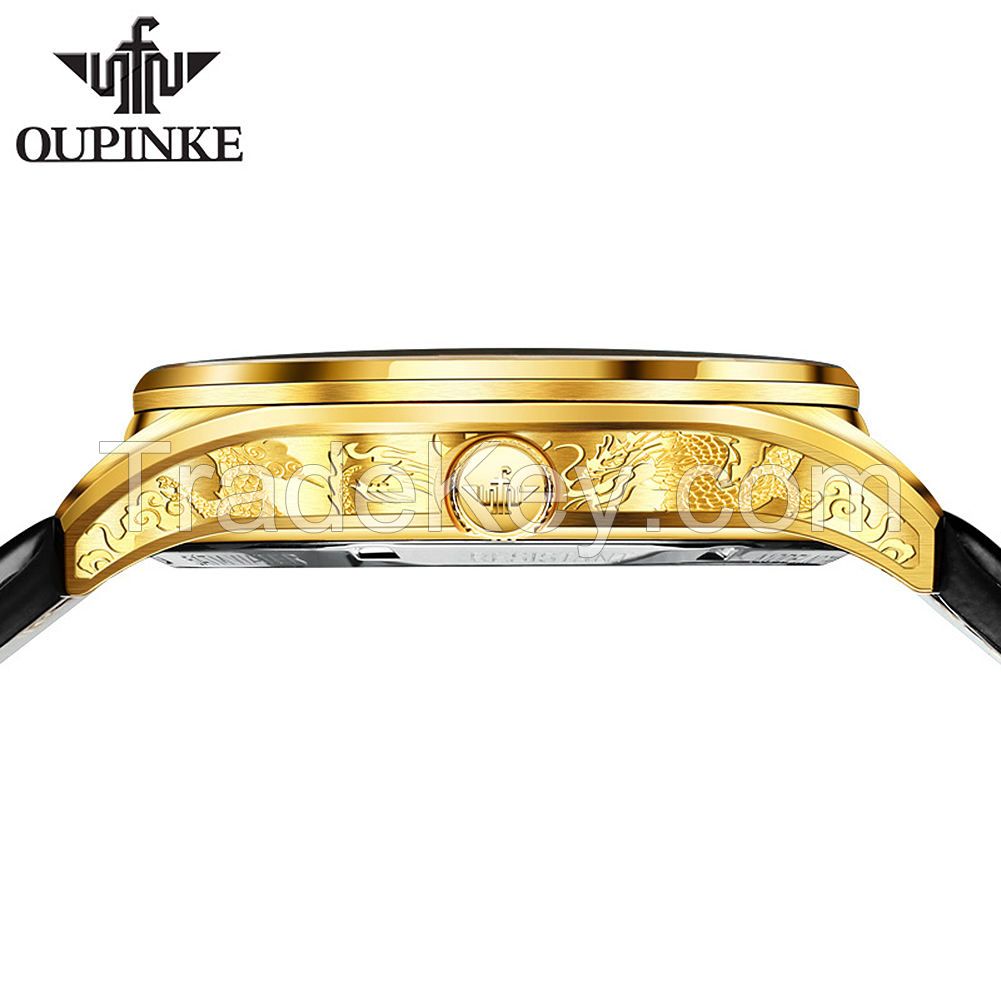 OUPINKE 3176 luxury brand watches Men&#039;s  wristwatch Steel wrist watch hollow Automatic Mechanical Watch for men