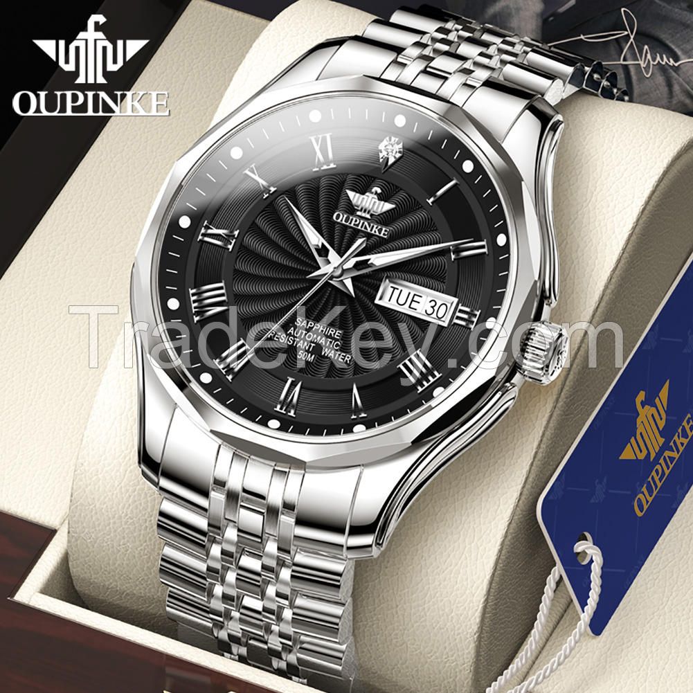 OUPINKE 3207 Men Japanese Movement  Automatic Winding Mechanical Watch Luxury Classic Business 5ATM Waterproof Clock