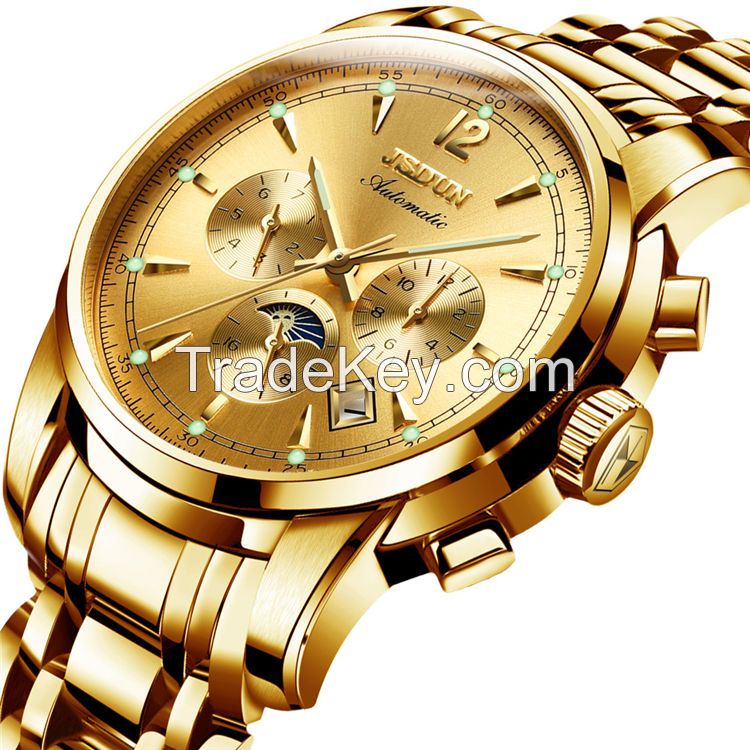 JSDUN8750 men Manufacturer Wholesale Coated Glass Original Movement Stainless Steel Luxury wristwatch Mechanical Watch