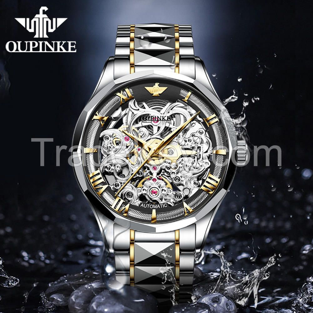 Oupinke3168 OEM HOT High Quality Men Watch Sport Luxury Men Tourbillon Business Stainless Steel Automatic Mechanical WristWatch