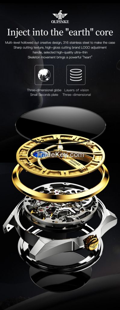 OUPINKE 3268 Classic Casual Calendar digital luxury Waterproof gold style custom logo wrist automatic mechanical men watches