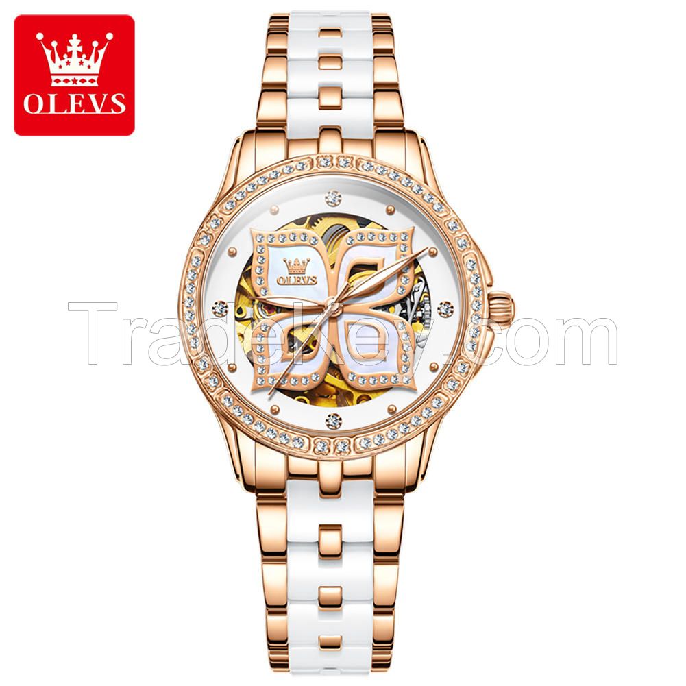 OUPINKE 3211 Fashion Luxury Brand Sport Watch Mechanical Ladies Ceramics Bracelet Classic Women Wrist Watch