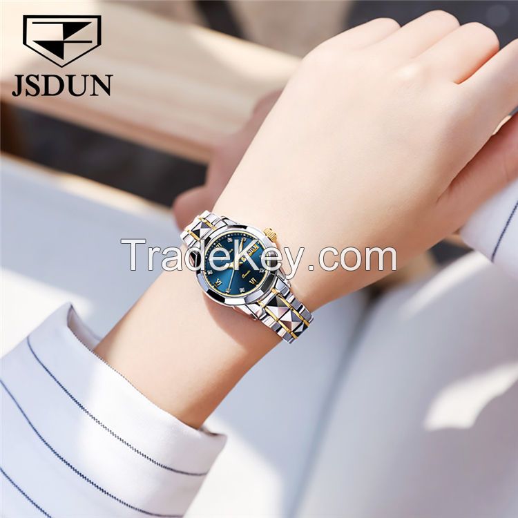 JSDUN8813women Factory Hot Sales Japanese movement Classic fashion Stainless Steel Waterproof Mechanical Watch