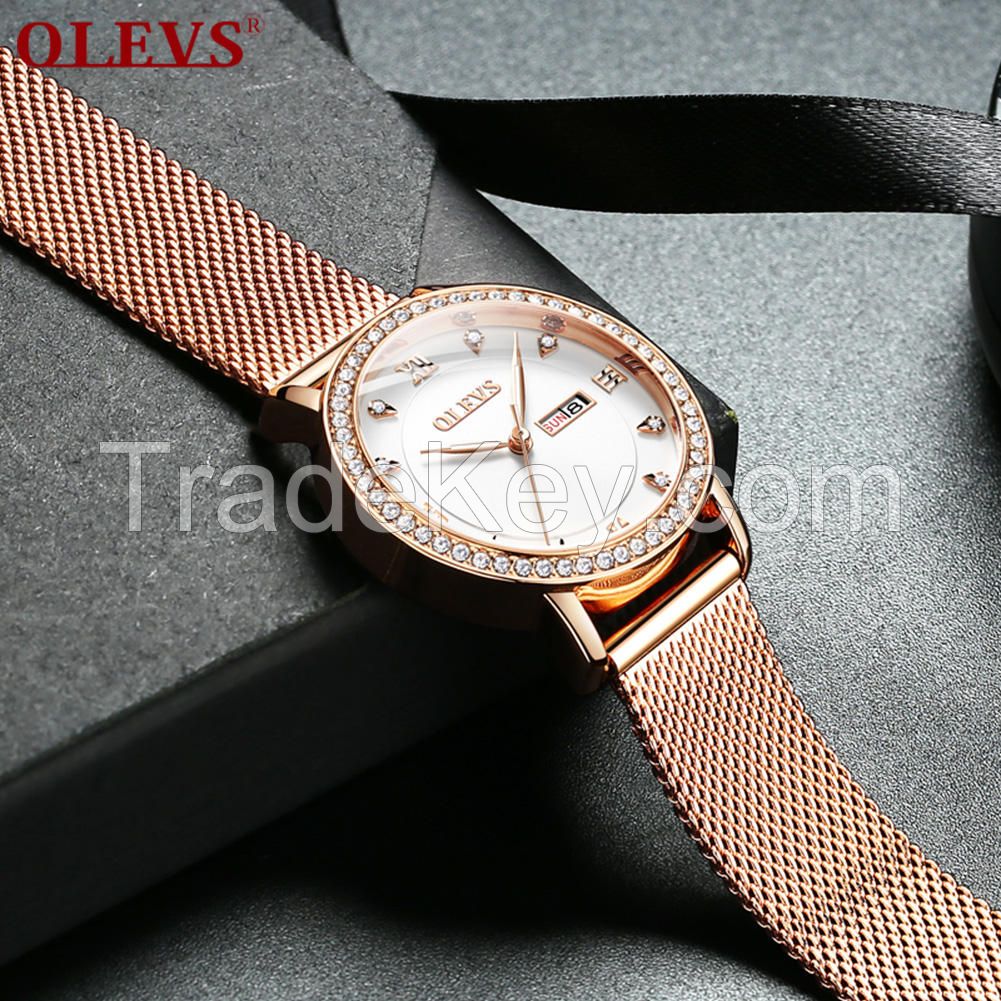 OLEVS 5881 Fashion Sport Leather Strap Quartz Watch Luxury Casual WaterProof  Feature Date and Week  WristWatch
