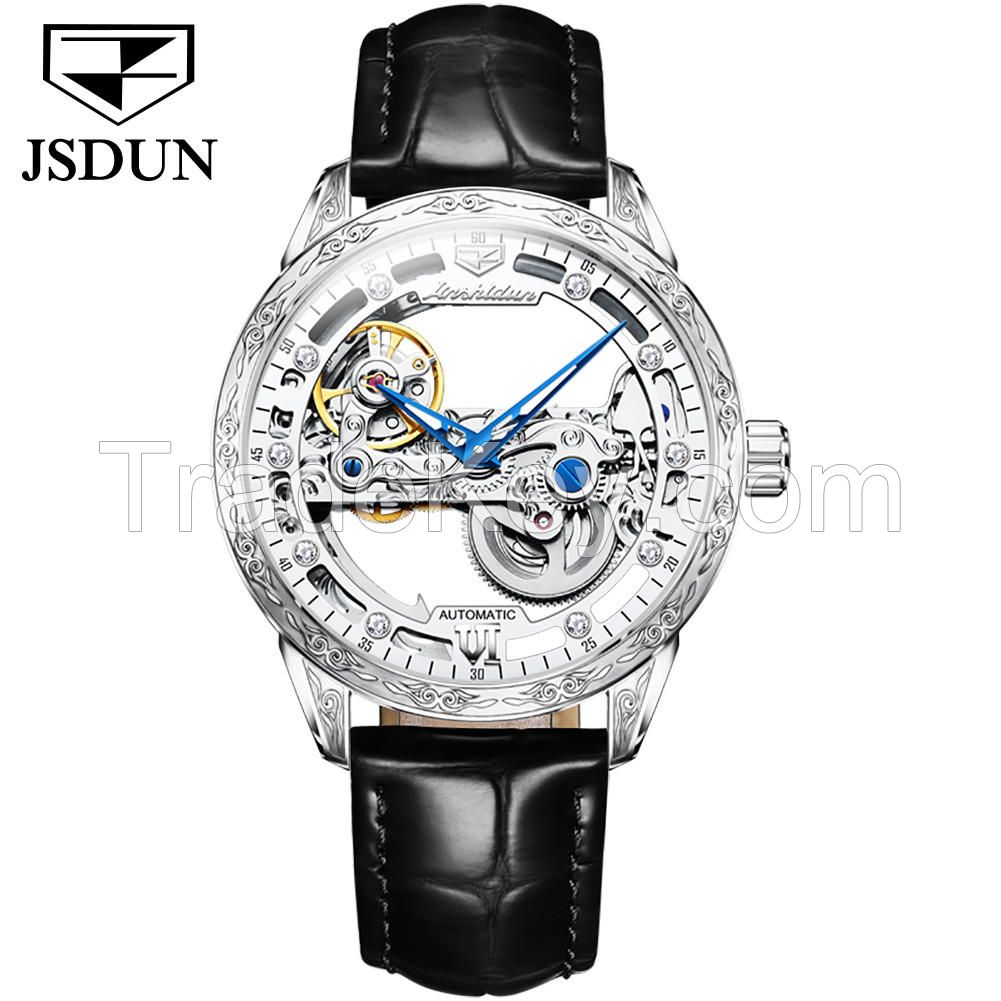 8971Hot Sell  Skeleton High Quality Gift Sport Luxury Men Business Stainless Steel Automatic Mechanical WristWatch Men Watch