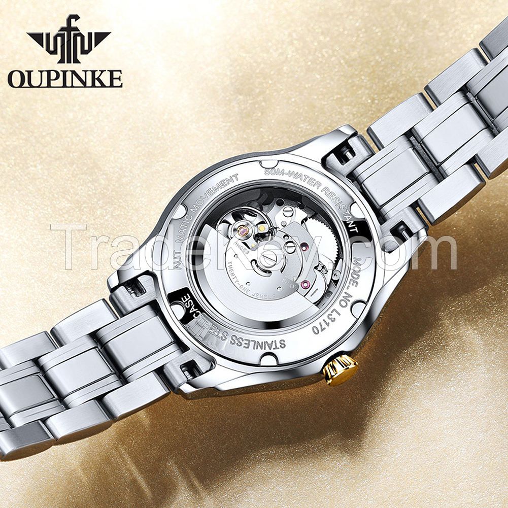 Oupinke 3170 Brand Luxury Women Mechanical Watches Men Sport Casual Fashion White Watches Ladies wrist Watches