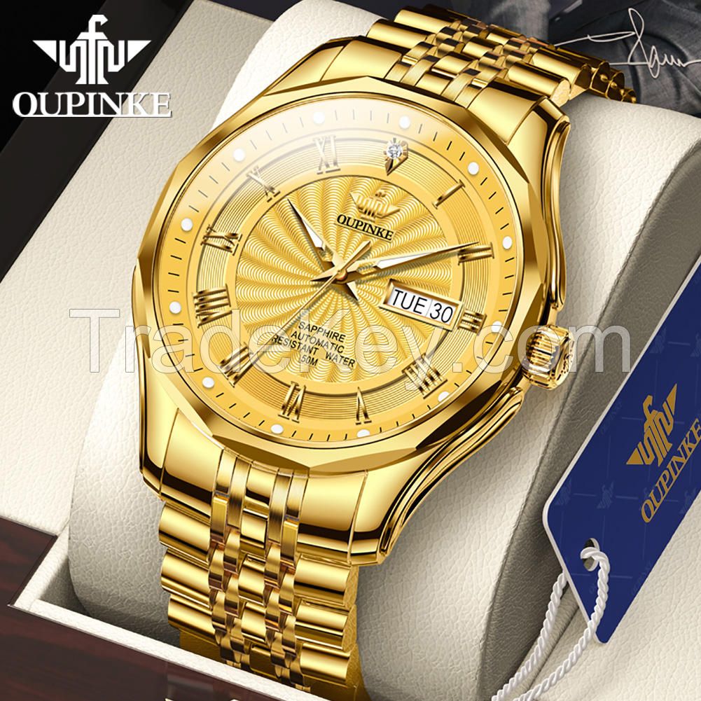 OUPINKE 3207 Men Japanese Movement  Automatic Winding Mechanical Watch Luxury Classic Business 5ATM Waterproof Clock