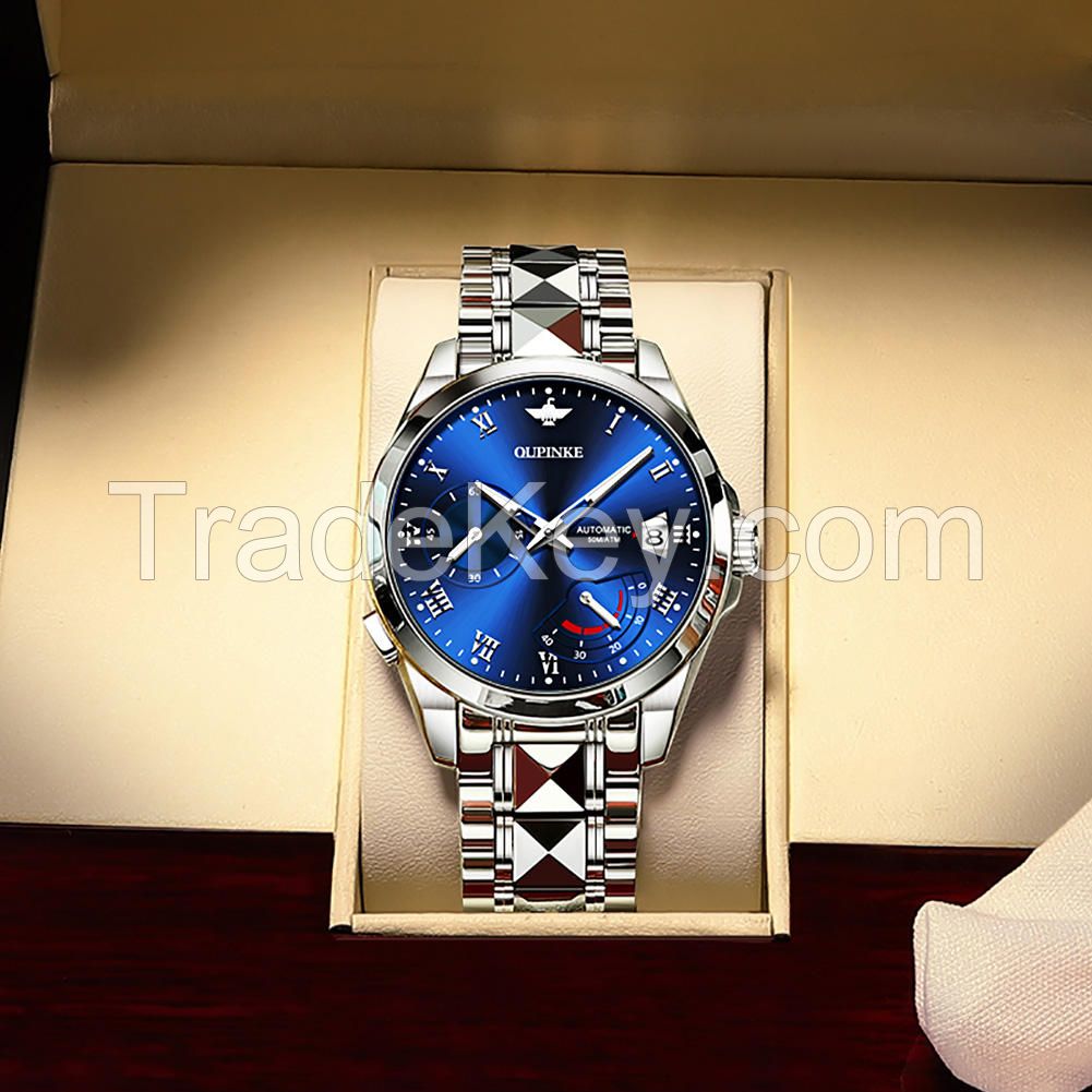 OUPINKE 3198 OEM automatic mens wrist watch sport  Multifunctional men wrist luxury custom logo automatic Mechanical watch