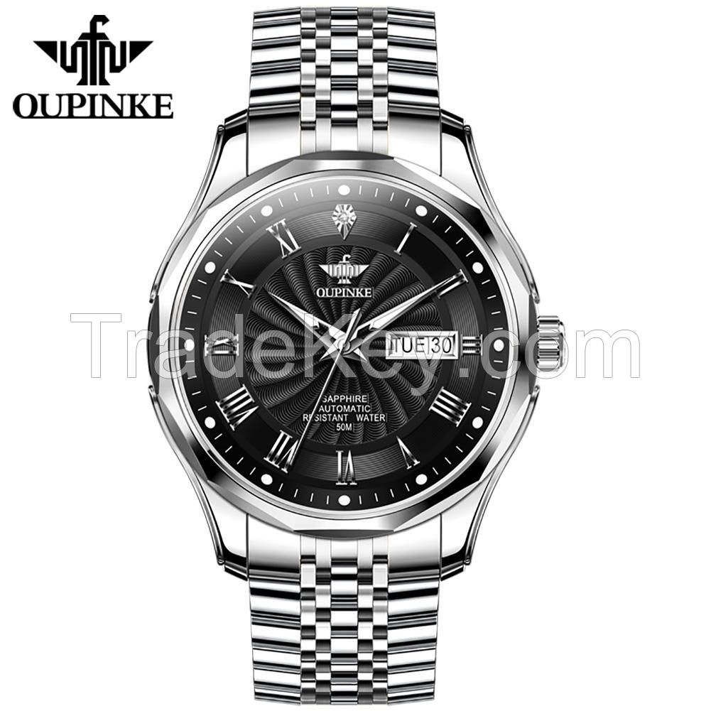 OUPINKE 3207 Men Japanese Movement  Automatic Winding Mechanical Watch Luxury Classic Business 5ATM Waterproof Clock