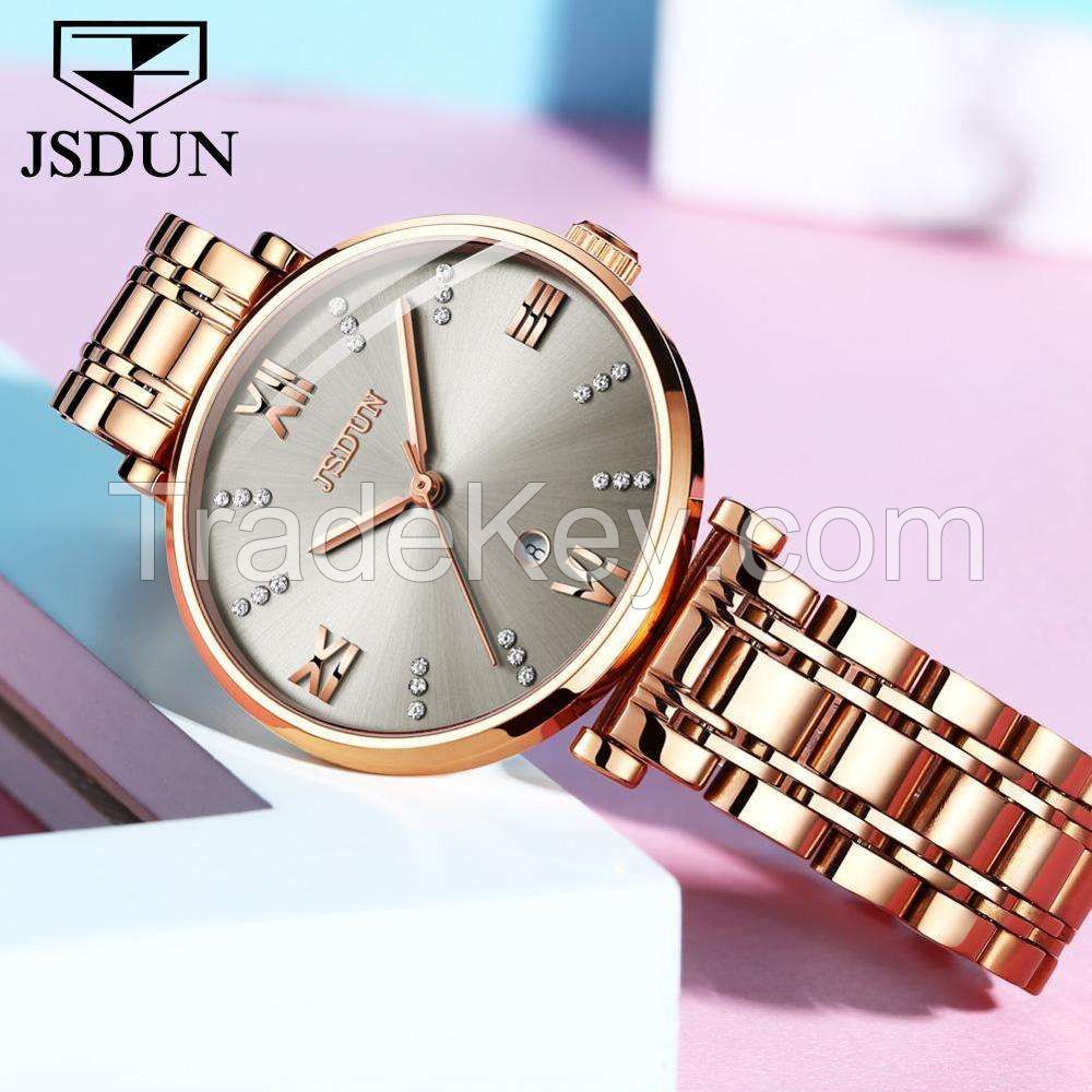 JSDUN 6533 Luxury brand Fashion Business Minimalist watch steel band movement quartz women's watch