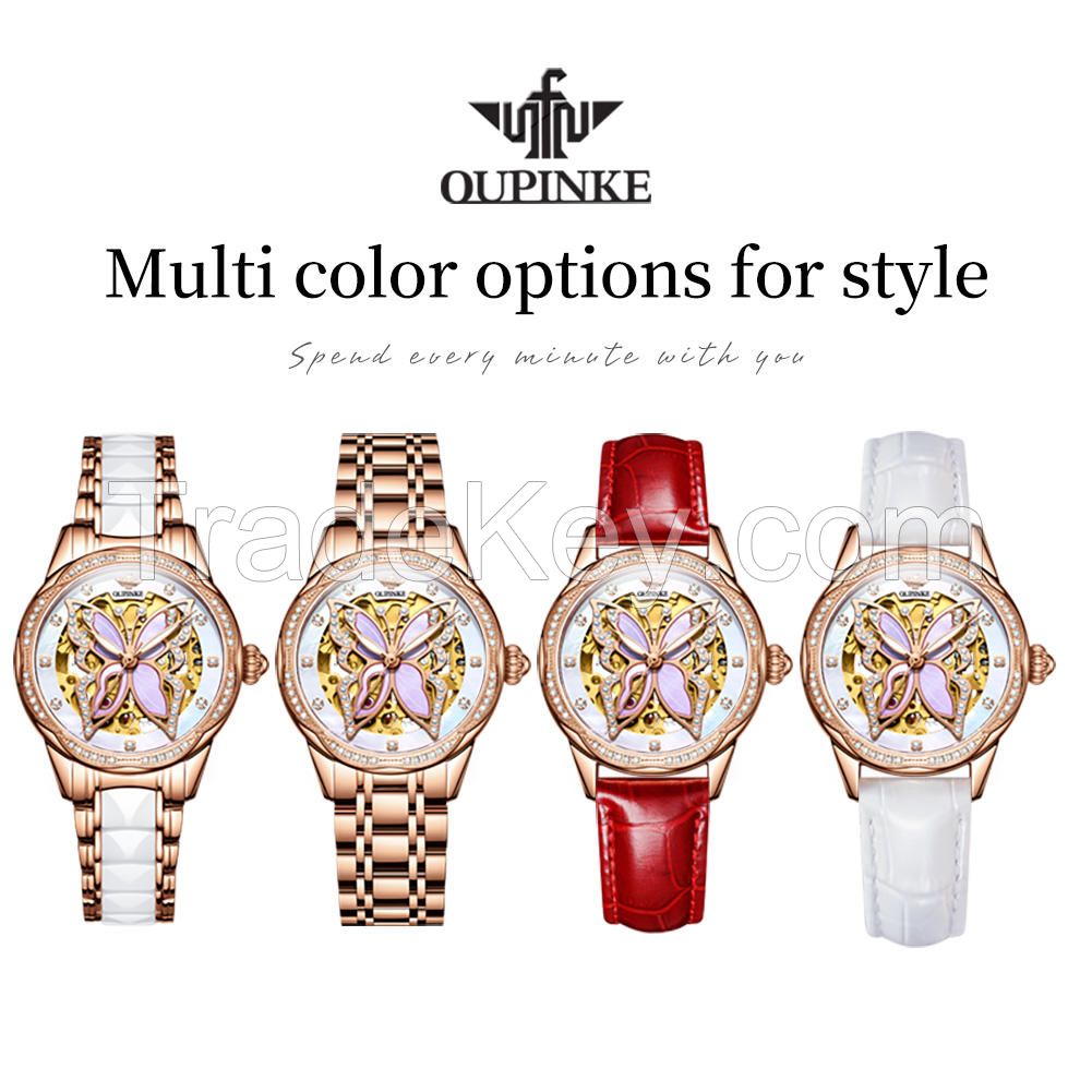 OUPINLE 3239 Series Mechanical Skeleton Watches Women Wrist Luxury Watch Custom Logo Women Ladies Watches Brands Luxury