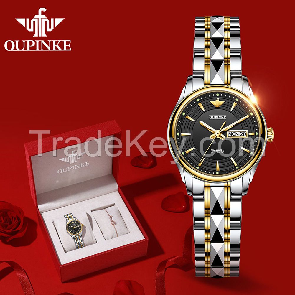 Oupinke 3170 Brand Luxury Women Mechanical Watches Men Sport Casual Fashion White Watches Ladies wrist Watches