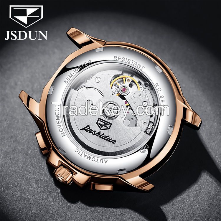 JSDUN8914 Good Quality Coated Glass Original Movement Stainless Steel  Waterproof Mechanical Wrist Watch