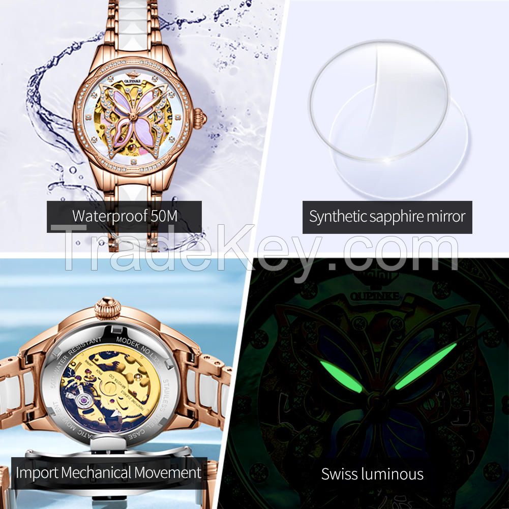 OUPINLE 3239 Series Mechanical Skeleton Watches Women Wrist Luxury Watch Custom Logo Women Ladies Watches Brands Luxury