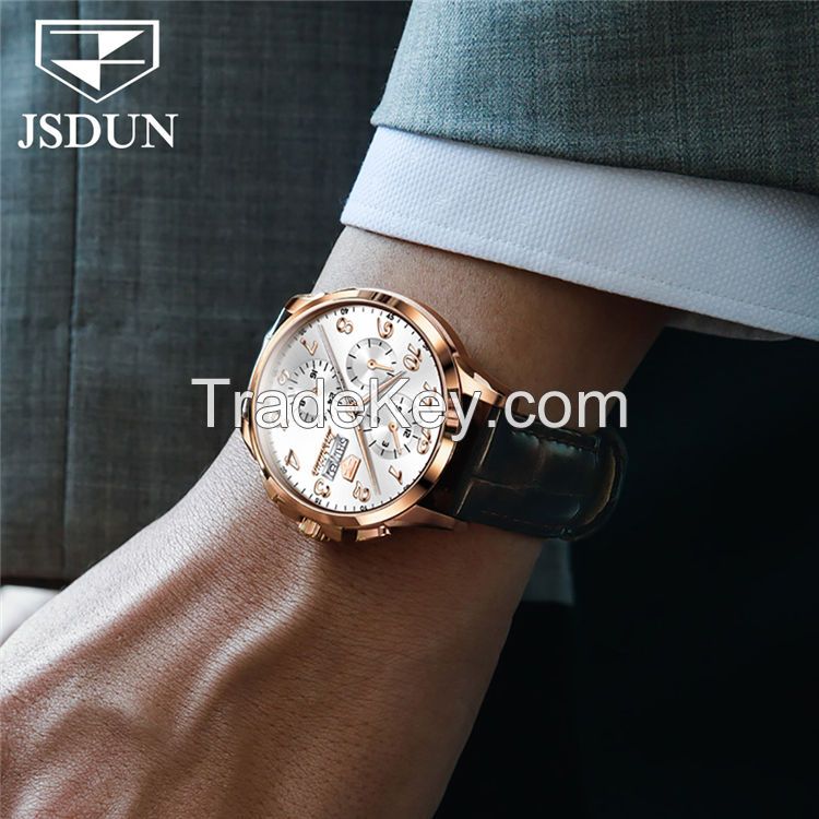 JSDUN8914 Good Quality Coated Glass Original Movement Stainless Steel  Waterproof Mechanical Wrist Watch